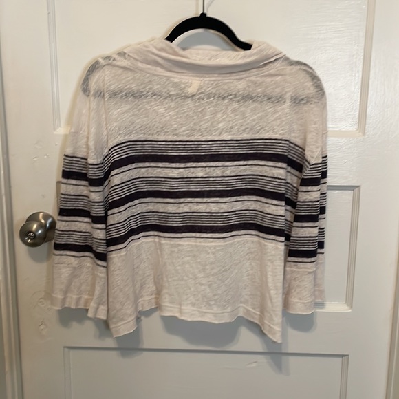Free People Linen We the Free Seaside Cowl Neck Striped Crop Top - Picture 7 of 7